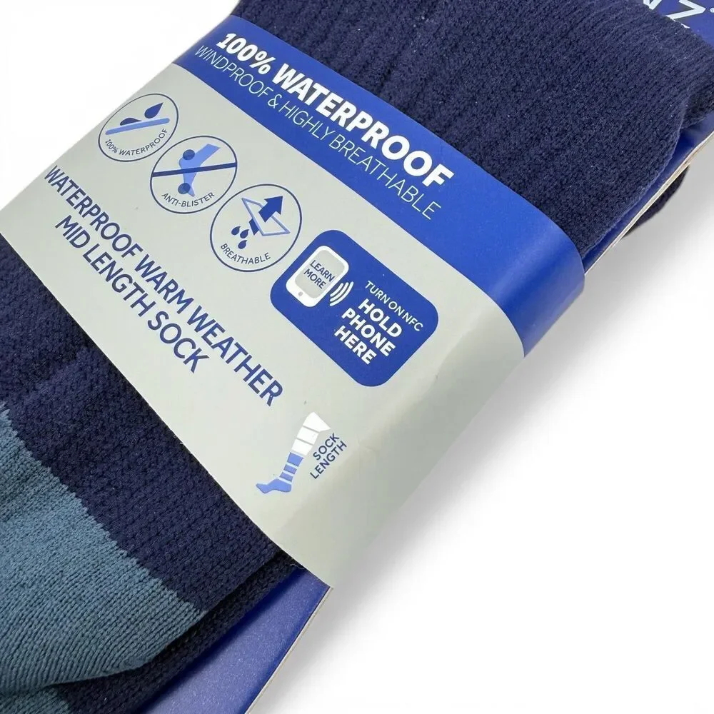 NEW Sealkskinz Unisex Waterproof Warm Weather Mid Length Sock Navy XL (13-15)